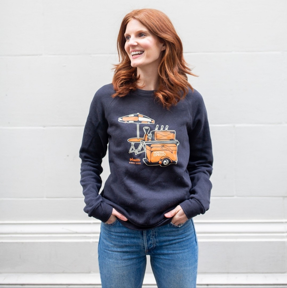 Seattle Monorail Espresso - Monorail x Jesse Brown Cart Crewneck Sweatshirt | XS